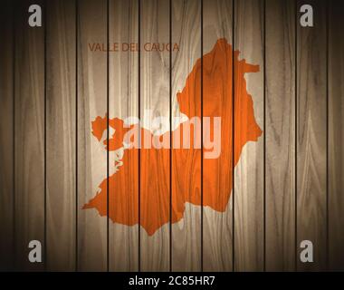 Map of VALLE DEL CAUCA, Colombia, on wooden background, 3D illustration Stock Photo