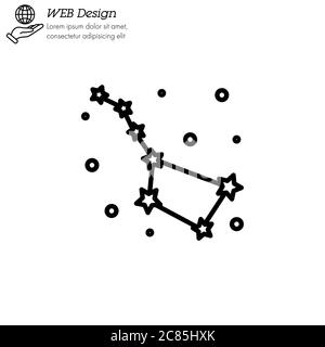 Constellation Ursa Major (Big Dipper, Great Bear) icon thin line, linear, outline vector. Constellation Ursa Major (Big Dipper, Great Bear) simple sig Stock Vector
