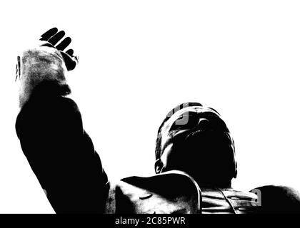 A detail of a statue of President Theodore Roosevelt. Stock Photo