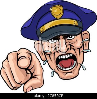 Angry Policeman Police Officer Cartoon Stock Vector