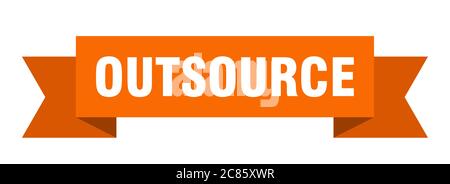 outsource ribbon. outsource paper band banner sign Stock Vector