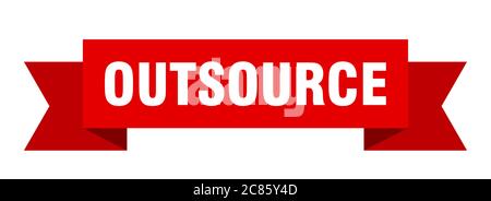 outsource ribbon. outsource paper band banner sign Stock Vector