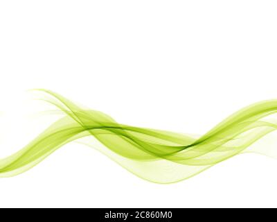 Green wave on white background.Abstract transparent wave background Stock Vector