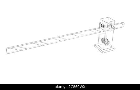 Outline Barrier gate. 3d illustration Stock Photo