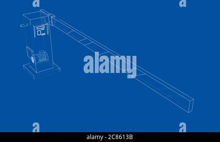 Outline Barrier gate. 3d illustration Stock Photo