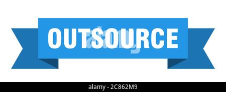 outsource ribbon. outsource paper band banner sign Stock Vector