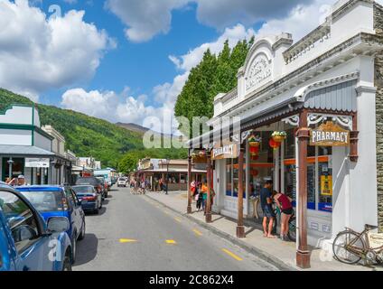 Traaditional pharmacy on Buckingham Street, the main street in historic downtown Arrowtown, New Zealand Stock Photo