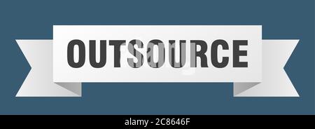 outsource ribbon. outsource paper band banner sign Stock Vector