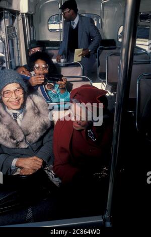 San Antonio Texas USA, January 1995: Rosa Parks (left), hero of 1955 Montgomery, Alabama bus boycott, at Martin Luther King Day activities. file photo (c)1995 ©Bob Daemmrich Stock Photo