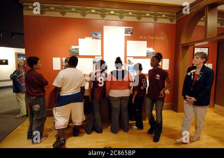 College Station, Texas USA, November 7, 2005: School children take a tour at the Bush Presidential Archives and Museum at Texas A&M University ©Bob Daemmrich Stock Photo