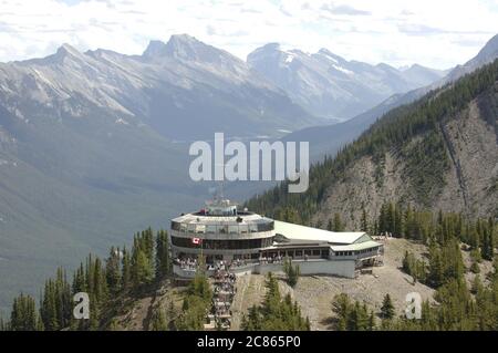 Banff, Alberta Canada, August, 2005: Visitors center on Sulphur Mountain in Banff National Park in the Canadian Rockies is immensely popular with tourists in the summertime. ©Bob Daemmrich Stock Photo