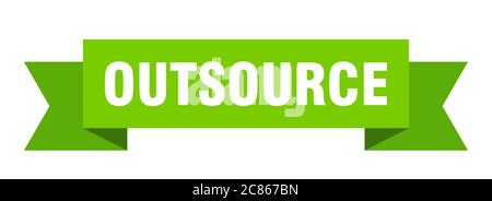 outsource ribbon. outsource paper band banner sign Stock Vector