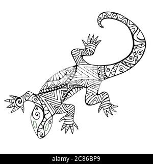 Cute dinosaur in outline sketch style. Funny cartoon dino for kids ...