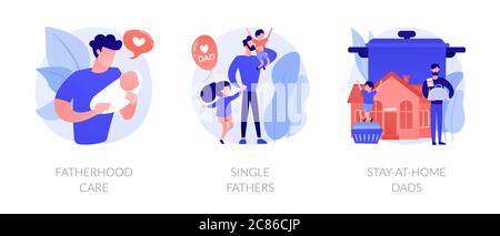 Men taking paternity leave abstract concept vector illustrations Stock Vector