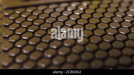 Abstract hexagon geometric surface defocused, brown minimal texture background Stock Photo