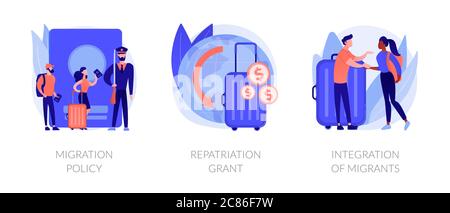 Human legal migration abstract concept vector illustrations. Stock Vector