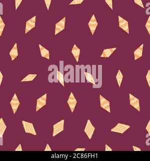 Scattered Shields Doodle Pattern Filled Diamond shape on red background Seamless pattern Vector hand drawn illustration surface design Stock Vector