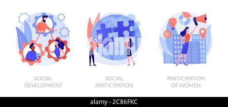 Social engagement abstract concept vector illustrations. Stock Vector