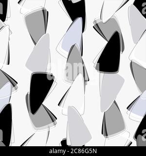 abstract geometric background, illustration with triangles, seamless pattern, retro, black and white Stock Vector