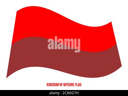 Kingdom of Mysore (1399-1950) Flag Waving Vector on White Background. Indian Historical Flag. Red and Brown coloured flag which ruled over most of Kar Stock Vector