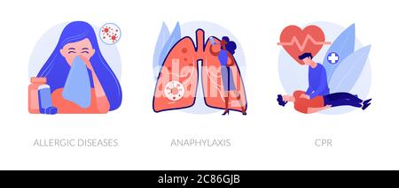 Allergic reactions first aid abstract concept vector illustratio Stock Vector