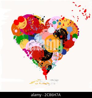 love concept, colorful heart design with splashes Stock Vector