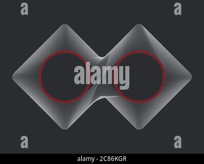 Geometric square and circle line style combination isolated on white background, infinity art design. Flat vector logo design template element. Stock Vector