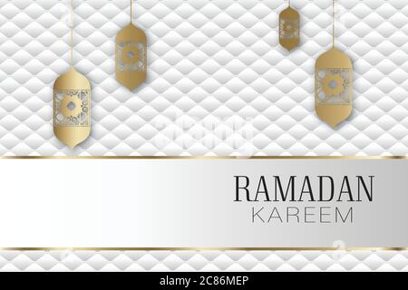 Vector banner, vintage lanterns for Ramadan wishing eastern style. Stock Vector
