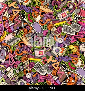 Cartoon cute doodles hand drawn Designer seamless pattern Stock Vector