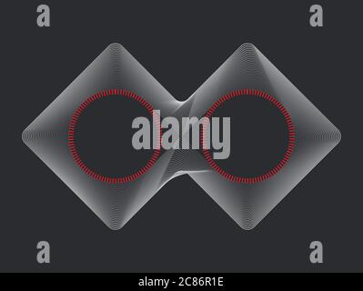 Geometric square and circle line style combination isolated on white background, infinity art design. Flat vector logo design template element. Stock Vector