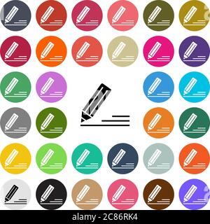 Vector modern Edit flat design icon set in button. Stock Vector