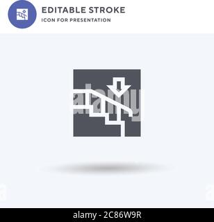 Handrail icon vector, filled flat sign, solid pictogram isolated on white, logo illustration. Handrail icon for presentation. Stock Vector