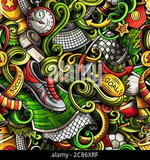 Cartoon doodles Football seamless pattern Stock Vector