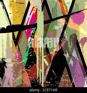 abstract background composition, with paint strokes, splashes and stripes Stock Vector
