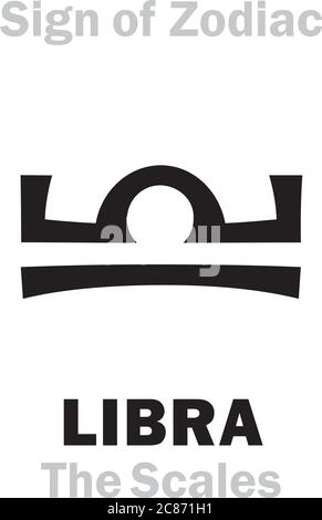 Astrology Alphabet: Sign of Zodiac LIBRA (The Scales / The Balance). Astrological character, hieroglyphic sign, mystic kabbalistic symbol. Stock Vector