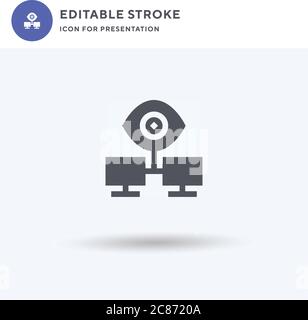 Monitoring icon vector, filled flat sign, solid pictogram isolated on white, logo illustration. Monitoring icon for presentation. Stock Vector