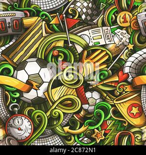 Cartoon doodles Football seamless pattern Stock Vector