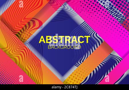 Hipster geometric abstract background. Pink blue banner with gradient stripes, textured background. Business template for print and web, vector Stock Vector
