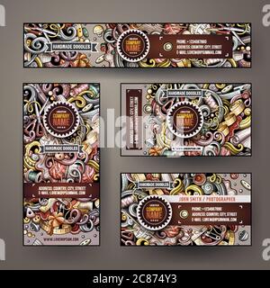 Corporate Identity vector templates set design with doodles Handmade theme Stock Vector