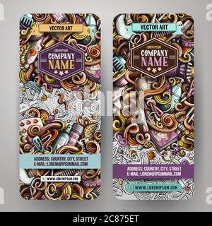 Cartoon colorful vector hand drawn doodles hair salon banners design Stock Vector