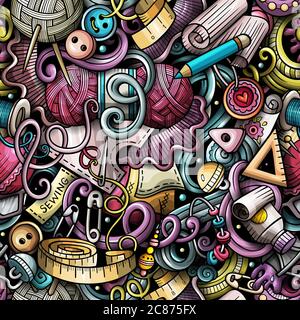 Handmade hand drawn doodles seamless pattern. Stock Vector