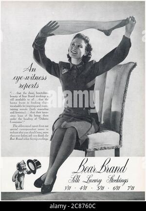 Advert for stockings by Bear Brand 1940 Stock Photo