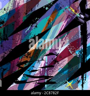 abstract background, with strokes, splashes and geometric lines Stock Vector