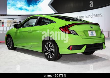 NEW YORK, NY - March 23, 2016: A Honda Civic exhibit at the 2016 New York International Auto Show during Press day Stock Photo