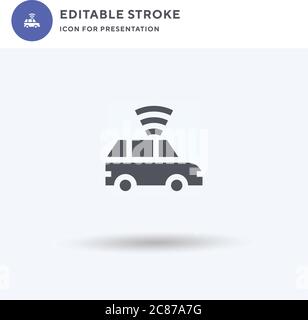 Autonomous Car icon vector, filled flat sign, solid pictogram isolated on white, logo illustration. Autonomous Car icon for presentation. Stock Vector