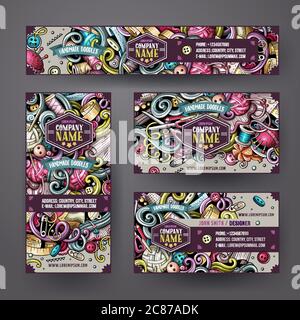 Corporate Identity vector templates set design with doodles Handmade theme Stock Vector