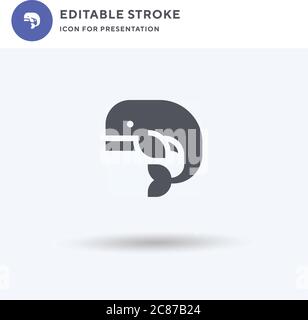 Whale icon vector, filled flat sign, solid pictogram isolated on white, logo illustration. Whale icon for presentation. Stock Vector
