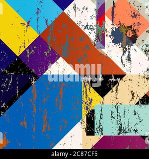 abstract colorful geometric background, grungy style Stock Vector