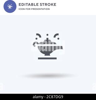 Magic Lamp icon vector, filled flat sign, solid pictogram isolated on white, logo illustration. Magic Lamp icon for presentation. Stock Vector