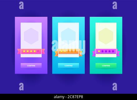 Cute style game UI background design. Vector User Interface. Set of flat interface with colored elements for game or design. Stock Vector